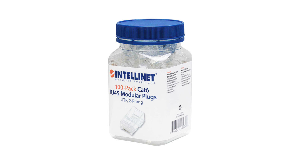 CONECTORES MODULARES RJ-45 CAT6 INTELLINET, JARRO 100 UNIDADES