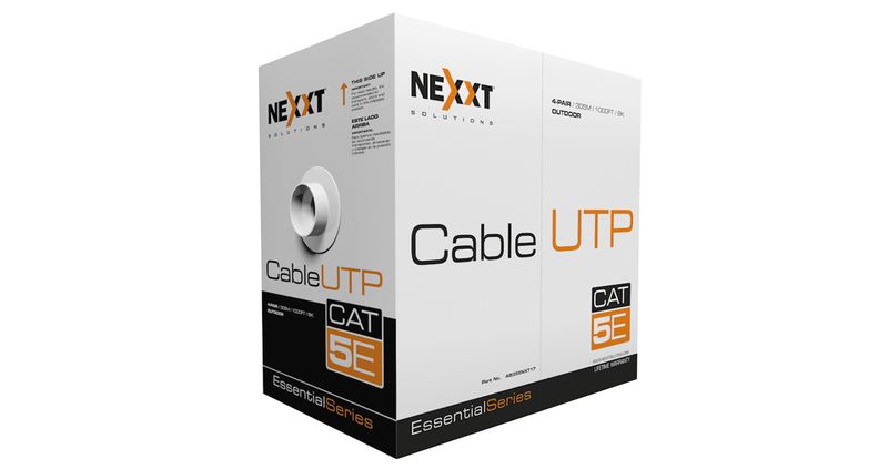 ROLLO DE CABLE NEXXT ESSENTIAL CAT5E UTP 4P CMX EXTERIOR 305M NEGRO