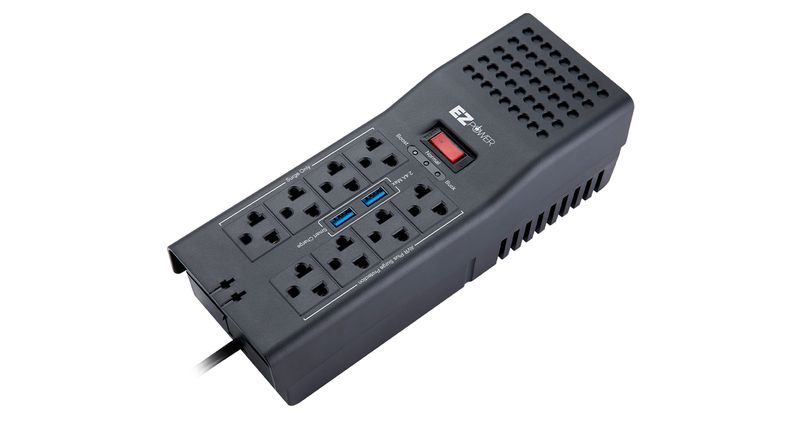 REGULADOR DE VOLTAJE EZ POWER 1200VA/600W 8 TOMAS + 2 USB 120V