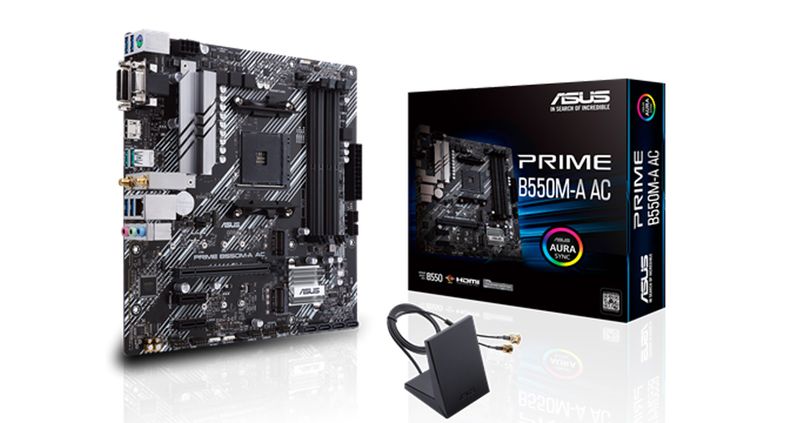 MAINBOARD ASUS B550M-A AMD AM4 mATX PCIe4.0 DUAL M.2 WIFI HDMI D-SUB DVI SATA 6GBPs