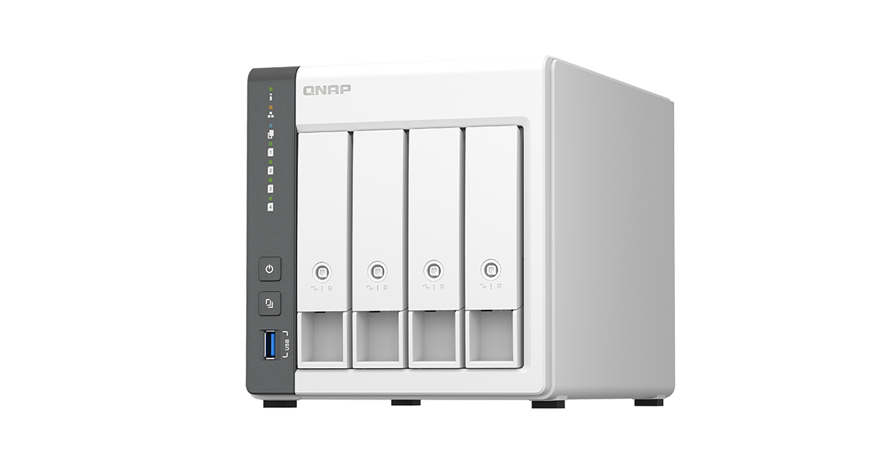 NAS QNAP 4 BAHIAS /TORRE/P.ARM 4-core Cortex-A55 2.0GHz, /DISCO 3.5"/2.5" SATA 6GB.S/4GB ON BOARD/2Y