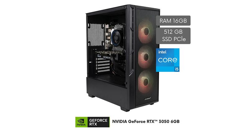 COMPUTADOR PC XTRATECH XFIRE INTEL CI5-14400 2.50GHz-16GB-512GB SSD-TG RTX3050 6GB-650W 80+BRONZE-MT